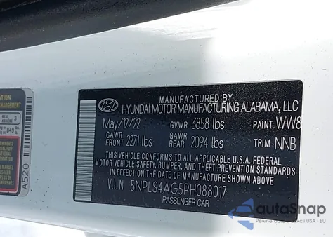 2023 Hyundai Elantra Sel from USA, damaged, VIN 5NPLS4AG5PH088017